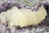 Purple Amethyst Geode With Polished Face and Calcite #199765-1